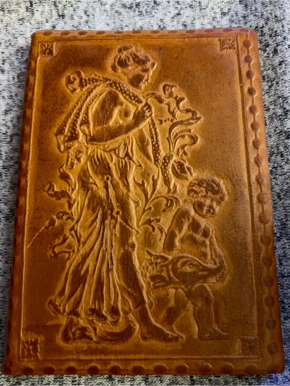 Mother and Child Leather Journal Unused Made in Italy Demeter Ceres Hellenistic
